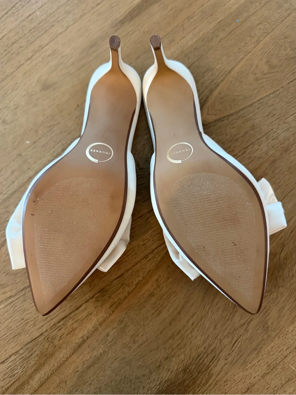 Journee Collection White Pointed-Toe Bow Mules Matte Satin